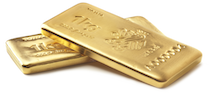 Image of two 1 kg 999.9 fine gold bars with Voima